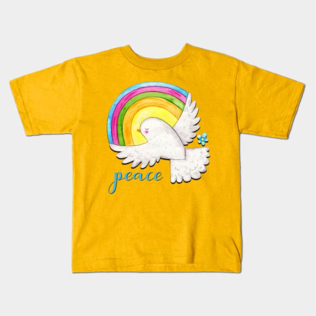 Peace Dove Kids T-Shirt by AlondraHanley